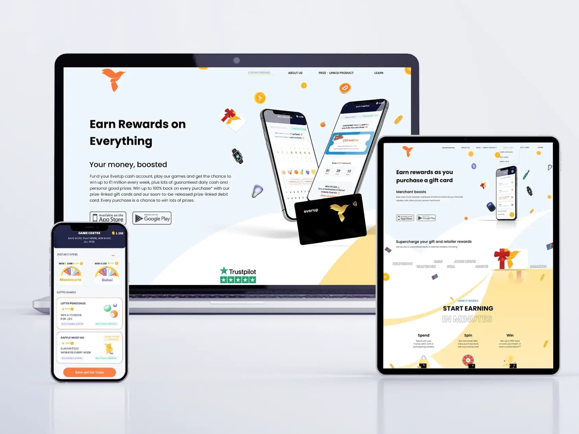L'app EverUp su telefono, tablet e computer