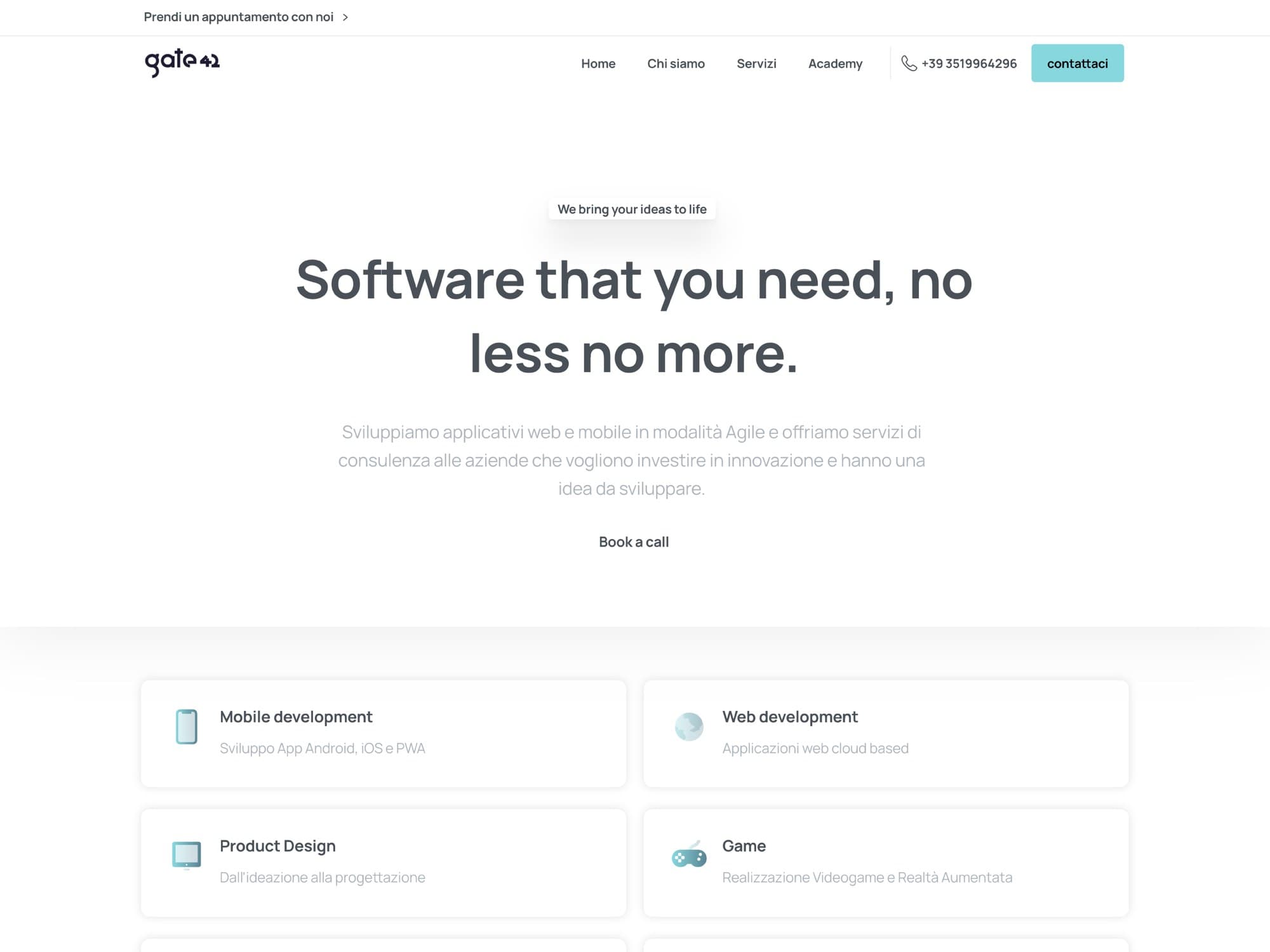 Il sito Gate42 — «Software that you need, no less no more»